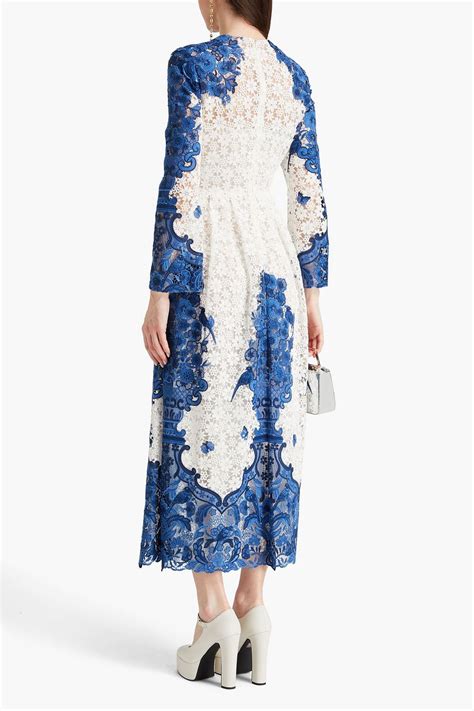 VALENTINO GARAVANI Cotton Blend Guipure Lace Midi Dress THE OUTNET