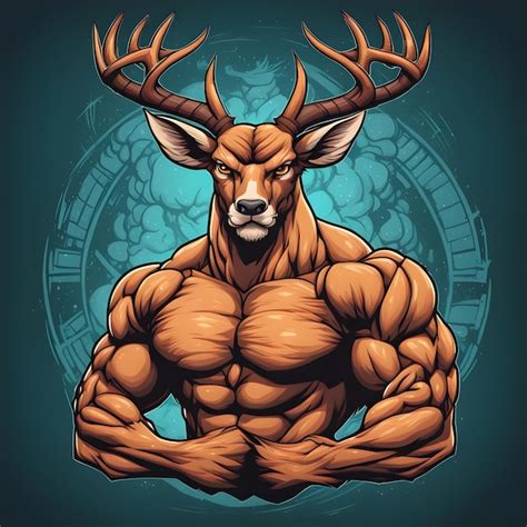 Muscular Deer Illustration Suitable For Fitness Logos Bodybuilders Gym