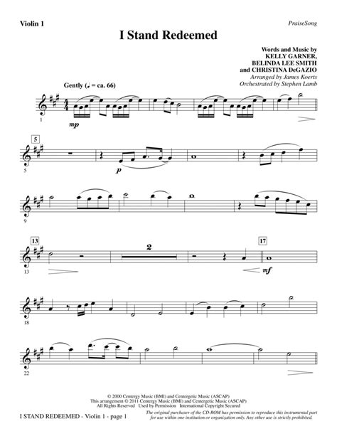 I Stand Redeemed Arr James Koerts Violin 1 By James Koerts Choir Digital Sheet Music