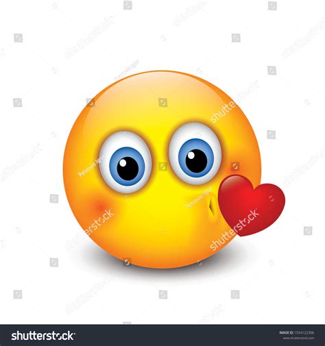 Cute Kissing Emoticon Emoji Smiley Vector Stock Vector Royalty Free