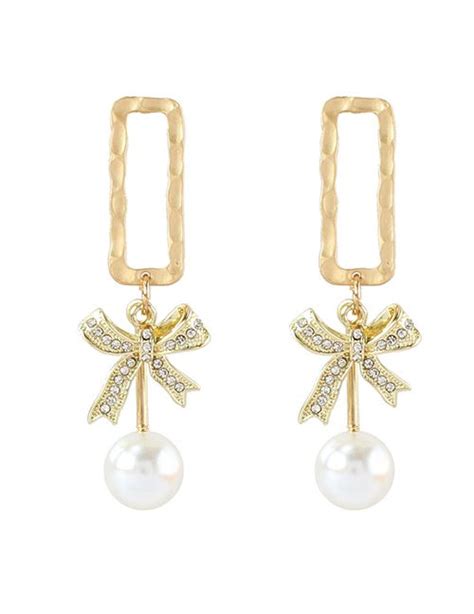 Earrings – Pearl Bow Drops | Pink Avenue