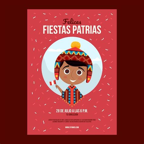 Invitación de fiestas patrias perú de dibujos animados Vector Premium