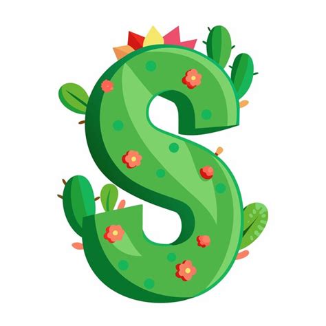 Premium Vector Cactus Alphabet Letter S Vector On Isolated White