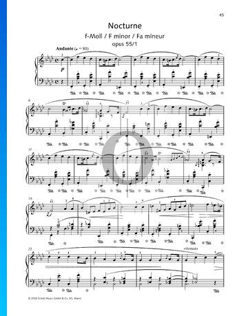 Nocturne In F Minor Op No Fr D Ric Chopin Piano Sheet Music