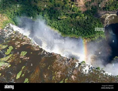 aerial view  victoria falls   border  zimbabwe  zambia