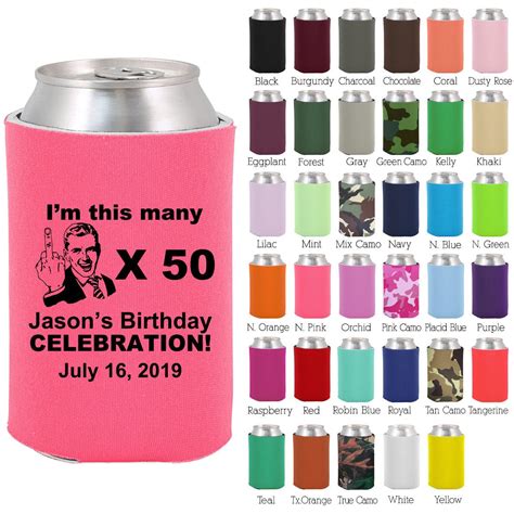 Birthday Koozies Clipart 19019 Middle Finger 50th Birthday Birthday Party Favors Custom