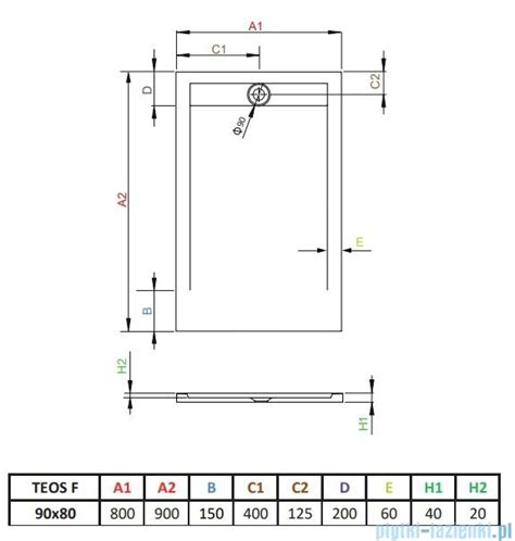 Radaway Teos F brodzik 90x80cm biały HTF9080 04 plytki lazienki