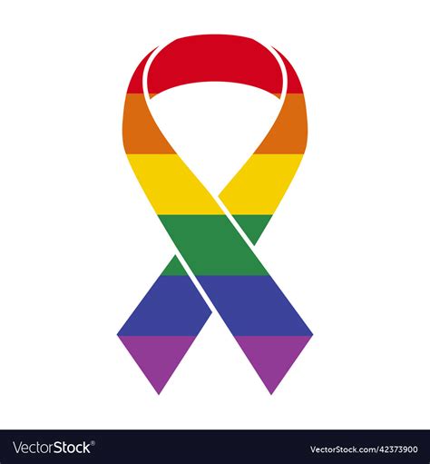 Lgbt Rainbow Pride Flag Awareness Ribbon Icon Vector Image