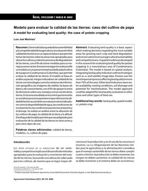 Pdf Modelo Para Evaluar La Calidad De Las Tierras Caso El Drenaje