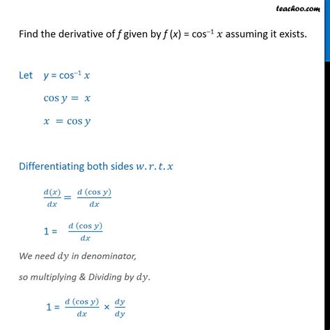 Find the Derivative of cos-1 x (Cos inverse x) - Teachoo