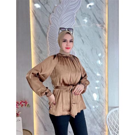 Jual Cod Blouse Keren Kemeja Wanita Atasan Wanita Kemeja Satin Blouse