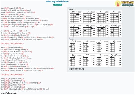 Chord Hôm Nay Anh Thế Nào Duyên My Tab Song Lyric Sheet Guitar Ukulele Chords Vip