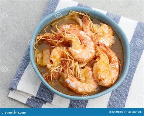 Udang Asam Manis Sweet And Sour Shrimp Indonesian Food Stock Photo