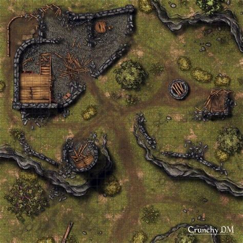 Badlands Ruined Fort [30x30] Battlemaps Dnd World Map Fantasy World Map Fantasy Town Dandd