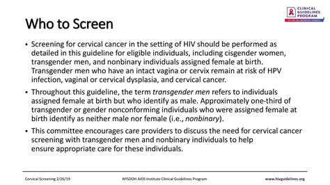 Cervical Screening For Dysplasia And Cancer In Patients With Hiv Ppt