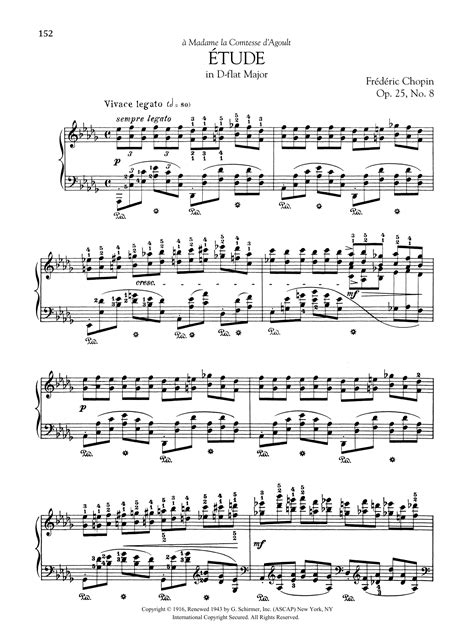 Etude in D flat Major Op 25 No 8 by Frédéric Chopin Sheet Music for