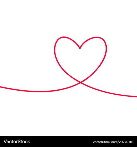 Heart In Continuous Drawing Lines Continuous Vector Image