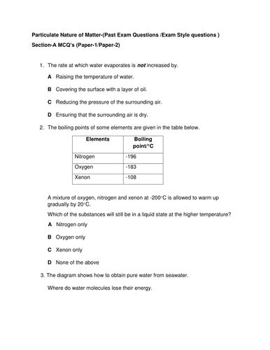 The Particulate Nature Of Matter Igcse Chemistry Complete Lesson And Past Questions And Ans Key