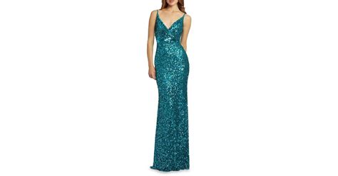 Mac Duggal Sequin Sheath Gown In Blue Lyst