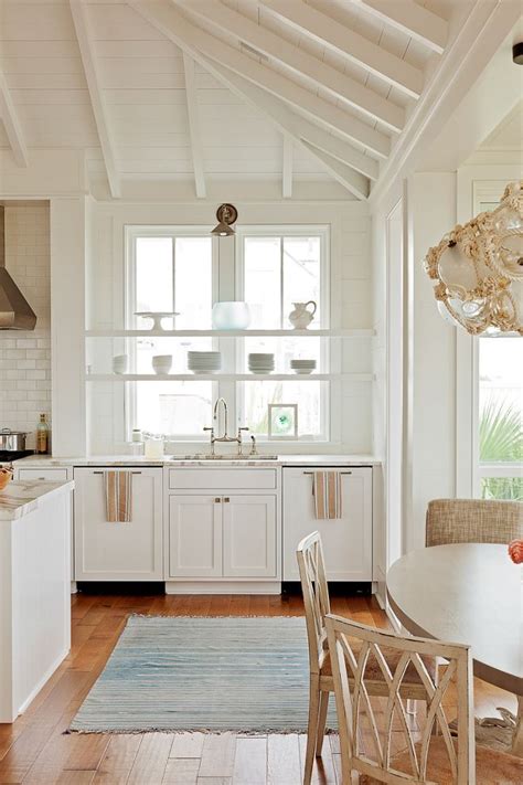 Shelves Across Kitchen Windows South Carolina Beach House With Coastal