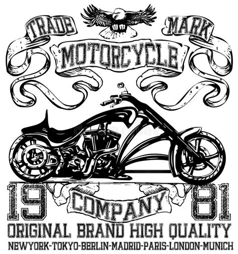 Conception De T Shirt De Label De Moto Avec L Illustration De La