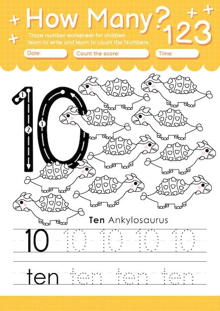 Premium Vector Trace Number 10 Worksheet For Kindergarten And