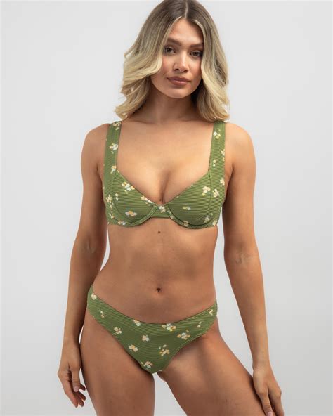 Shop Billabong Free Fallin Chloe Bra Bikini Top In Green Eyes Fast