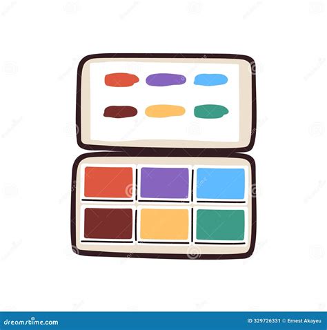 Watercolor Box, Water Colour Palette. Open Paint Case with Colors for