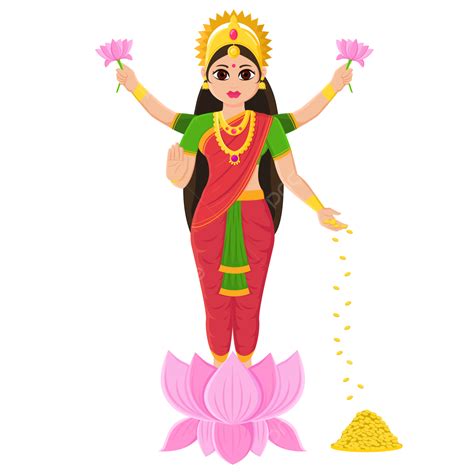 Goddess Laxmi Vector Art PNG, Standing Goddess Laxmi For Siwali Puja ...