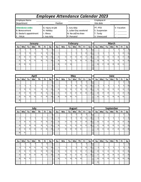 2024 Attendance Calendar Printable Free Pdf - Aura Margie