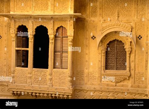 Detail Of Sandstone Carved Haveli Or Traditional Indian Merchants House