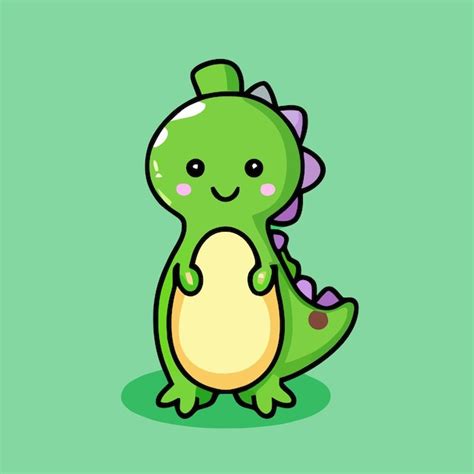 Illustration De Dinosaure Mignon Style De Dessin Vectoriel Chibi De