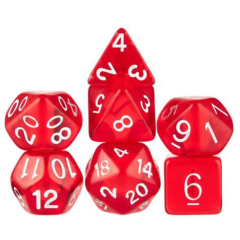 Vivid Red Translucent Polyhedral Dnd Dice Set Dice Game Depot