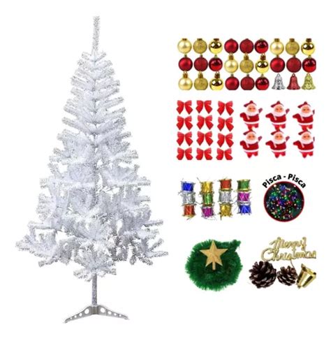 Arvore Natal Grande Decorada Completa Cm Galhos Cor Branco