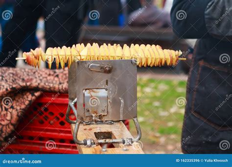 Potato Spiral Chips, Close Up Stock Photo - Image of street, snack ...