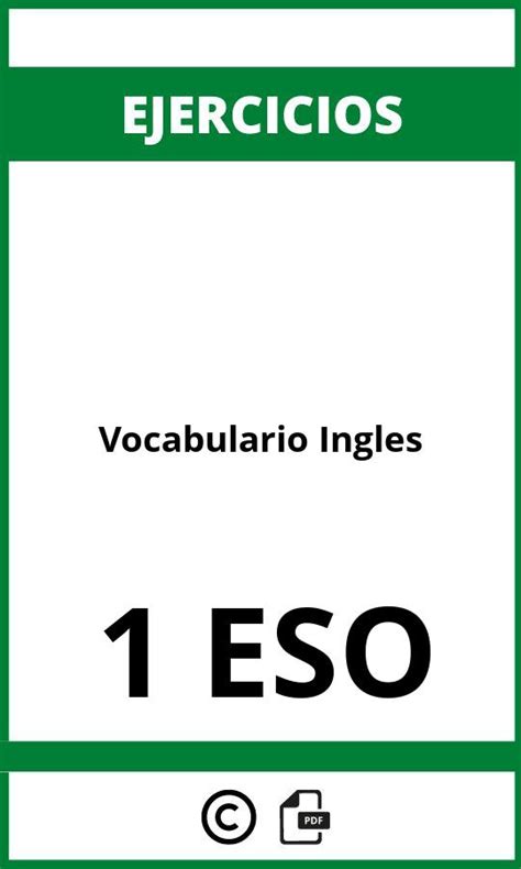 Ejercicios Vocabulario Ingles 1 Eso Pdf