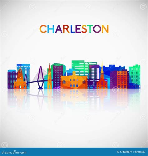 Charleston Skyline, Monochrome Silhouette. Cartoon Vector ...