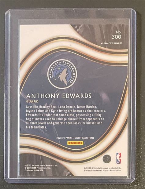 NBA Anthony Edwards 2020 21 Select Courtside Rookie Card Acheter Sur