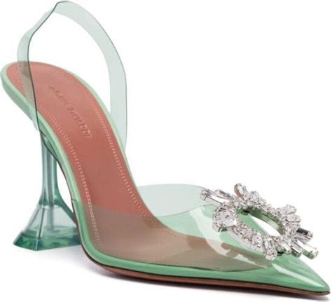 Amina Muaddi Slingback Pumps Met Kristallen Groen Schoenen Nl