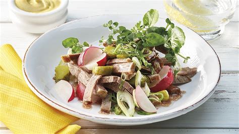 Salade de bœuf avec vinaigrette au vin rouge et à l échalote