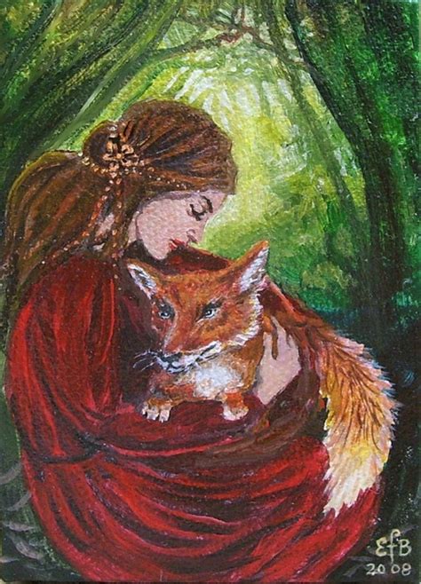 Freya And The Fox ACEO ATC Fine Art Print Pagan Altar Art Etsy Art