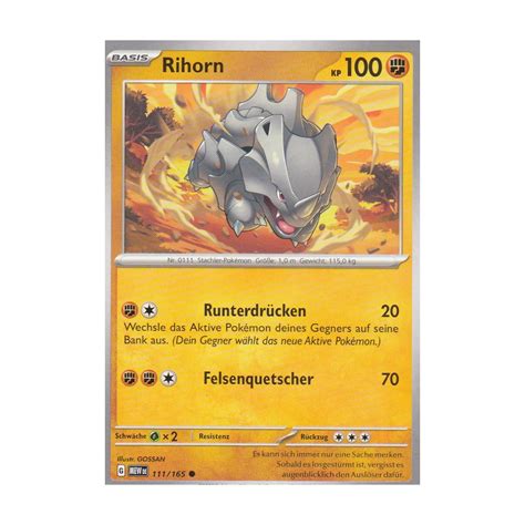 Rihorn 111 165 MEW 151 Pokemon Karte günstig kaufen