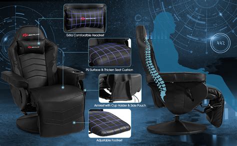 Goplus Massage Gaming Chair Racing Style Gaming Recliner W Adjustable