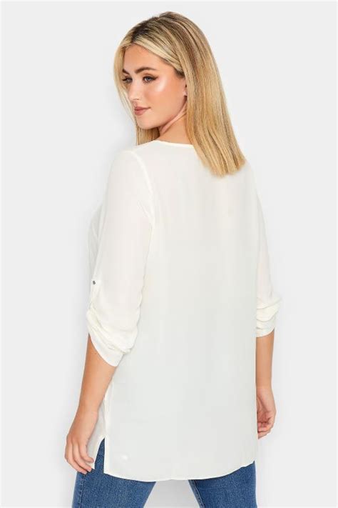 Yours Plus Size Cream Tab Sleeve Blouse Yours Clothing