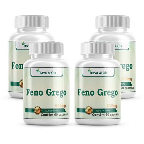 Kit 4 Potes Feno Grego Suplemento Alimentar 60 Cáps 500mg Shopee Brasil