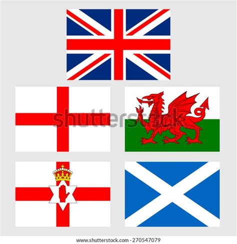 United Kingdom Collection Flags National Emblems Stock Vector Royalty