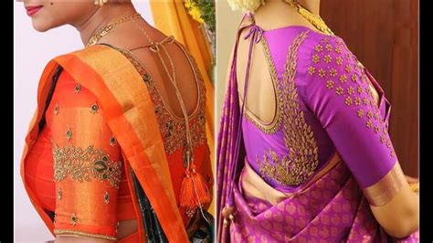 Latest Silk Pattu Saree Blouse Designs For Girls Embroidery Work Blouse Designs Maggam