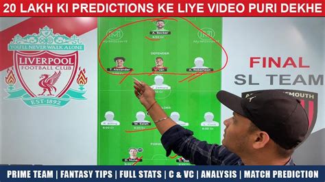 Liv Vs Bou Dream11 Team Bou Vs Liv Dream11 Predictions Liverpool Vs