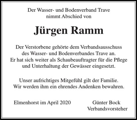 Traueranzeigen von Jürgen Ramm sh z Trauer