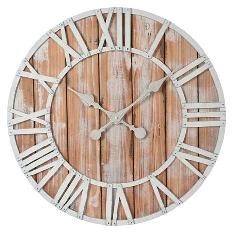 Reloj de pared redondo números romanos Madera Blanco Diámetro 60 cm